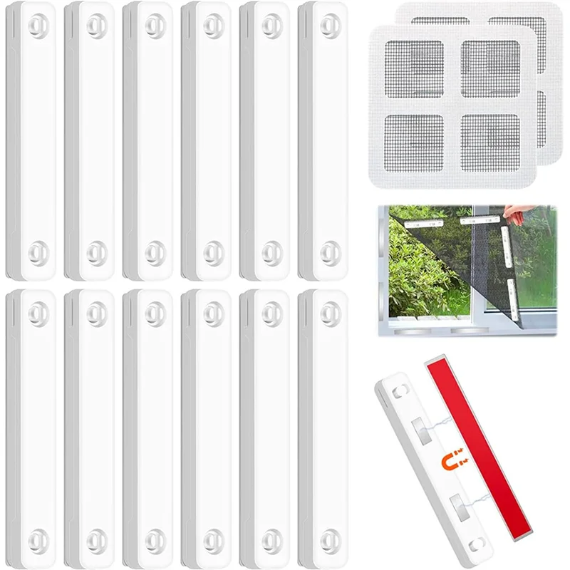 

A04G-Universal Magnetic Strips 12 Pcs Strong Magnet Self-Adhesive Clips For Screen Fixing For Curtain Mesh Nets