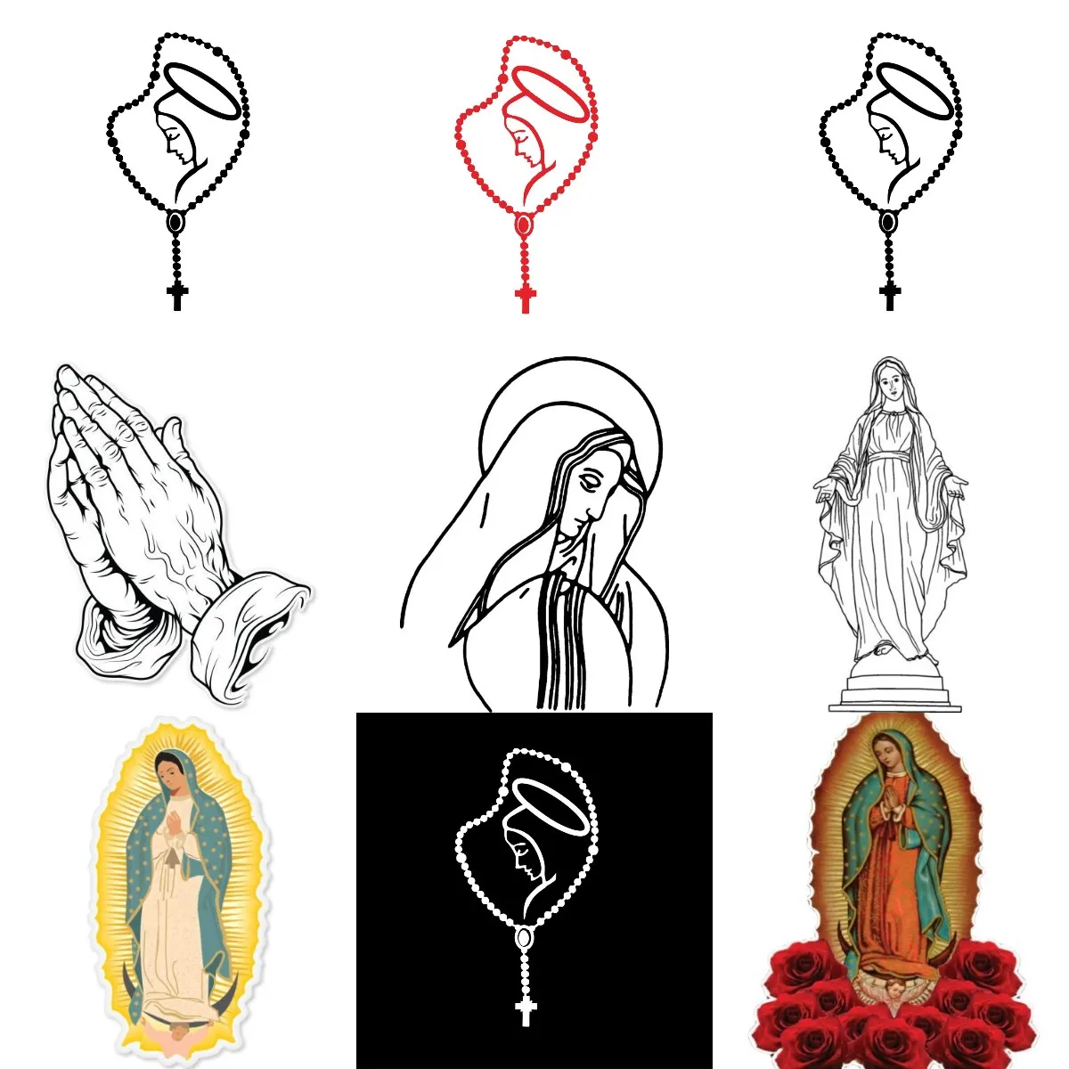 Virgin Mary Jesus Christ Pray Creative PVC Waterproof Stickers Accessories for Decorate Car Van Suv Bicycle Wall Off-road Fridge