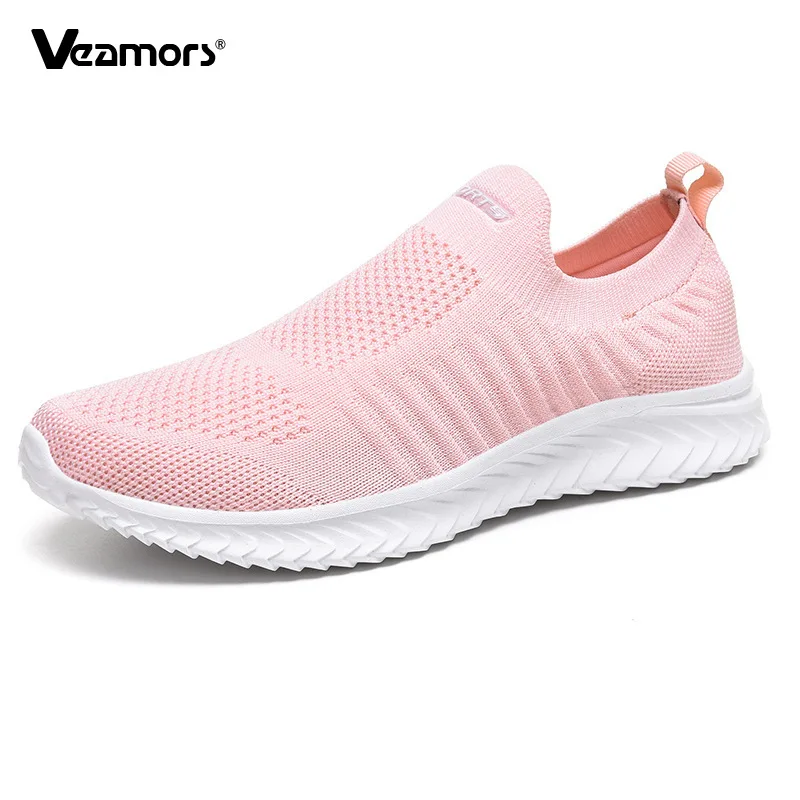

Женская прогулочная обувь без шнуровки, сверхлегкая мужская повседневная спортивная обувь, дышащая вязаная обувь на плоской подошве, нескользящая уличная обувь для бега