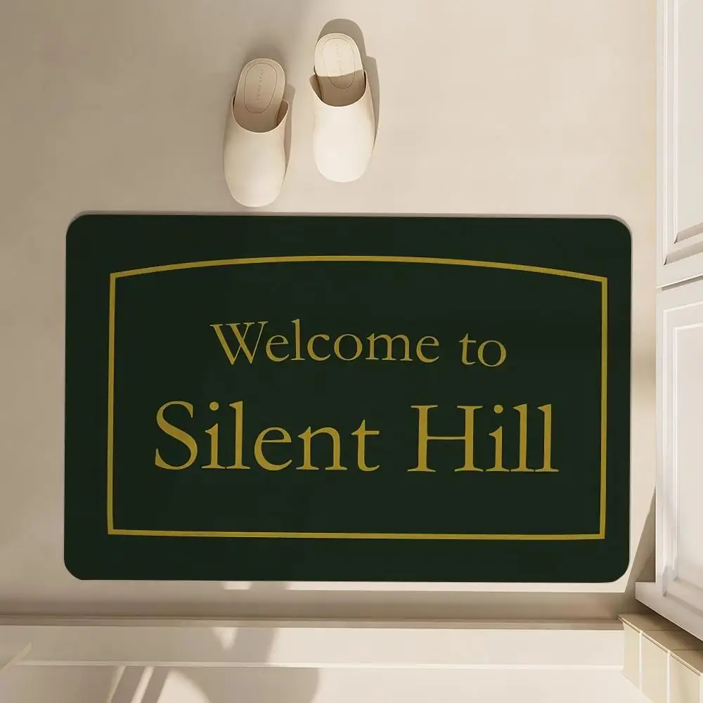 

Welcome To Silent Hill Entrance Floor Mat Soft Diatom Bathroom Absorbent Floor Mat, Toilet Of The Bathroom, Household Floor Mat