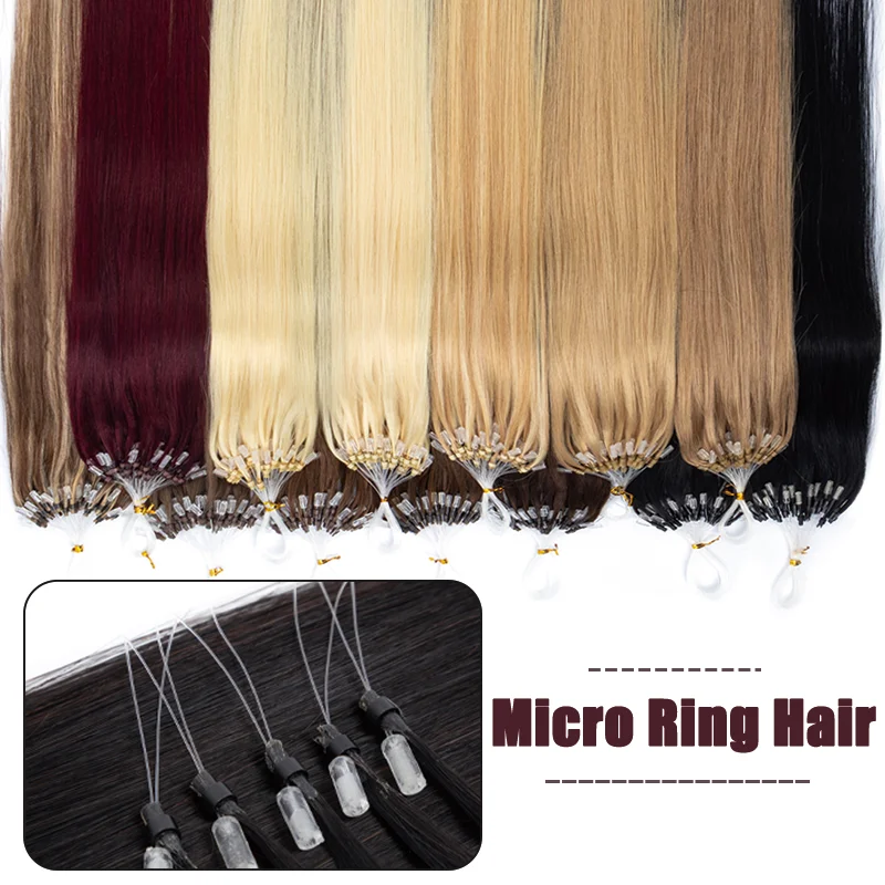 30G weiche Echthaar-Micro-Loop-Haarverlängerungen, 16 Zoll, natürlich glatt, Micro-Link-Haarteile mit langlebiger Schlaufenlinie für tägliche Haarstyling- und Fülleverbesserung