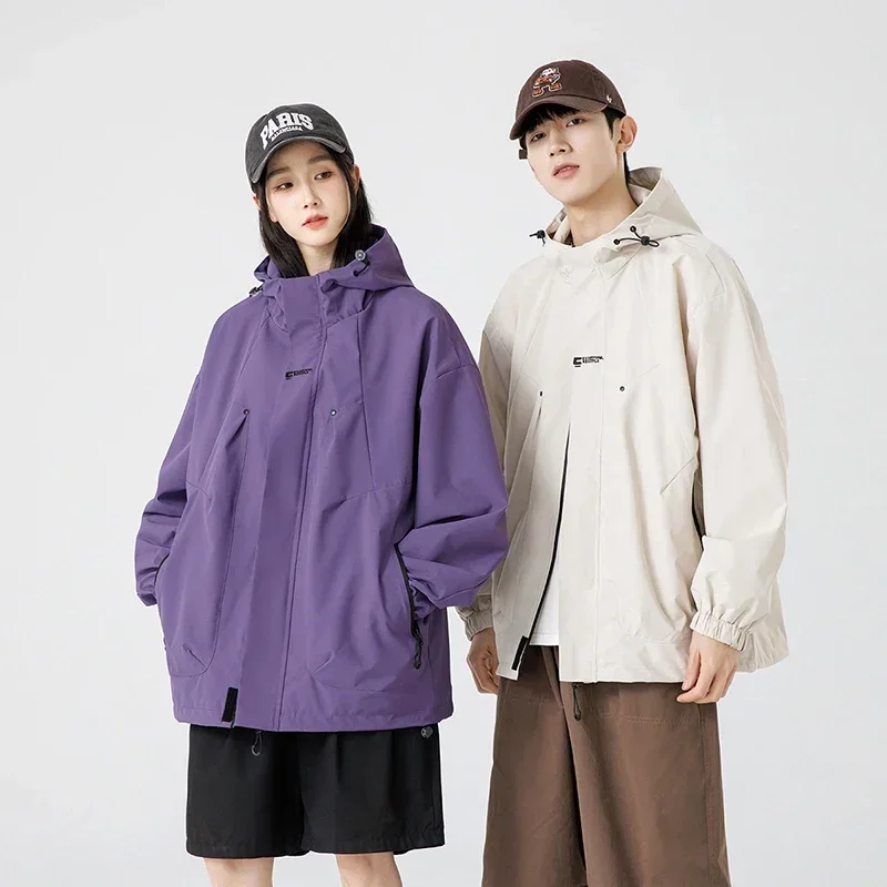 Unisex Hiking Camping Hooded Jacket 2026 Loose Casual Men's Windproof Outdoor Jacket American Style Workwear Hooded Coat