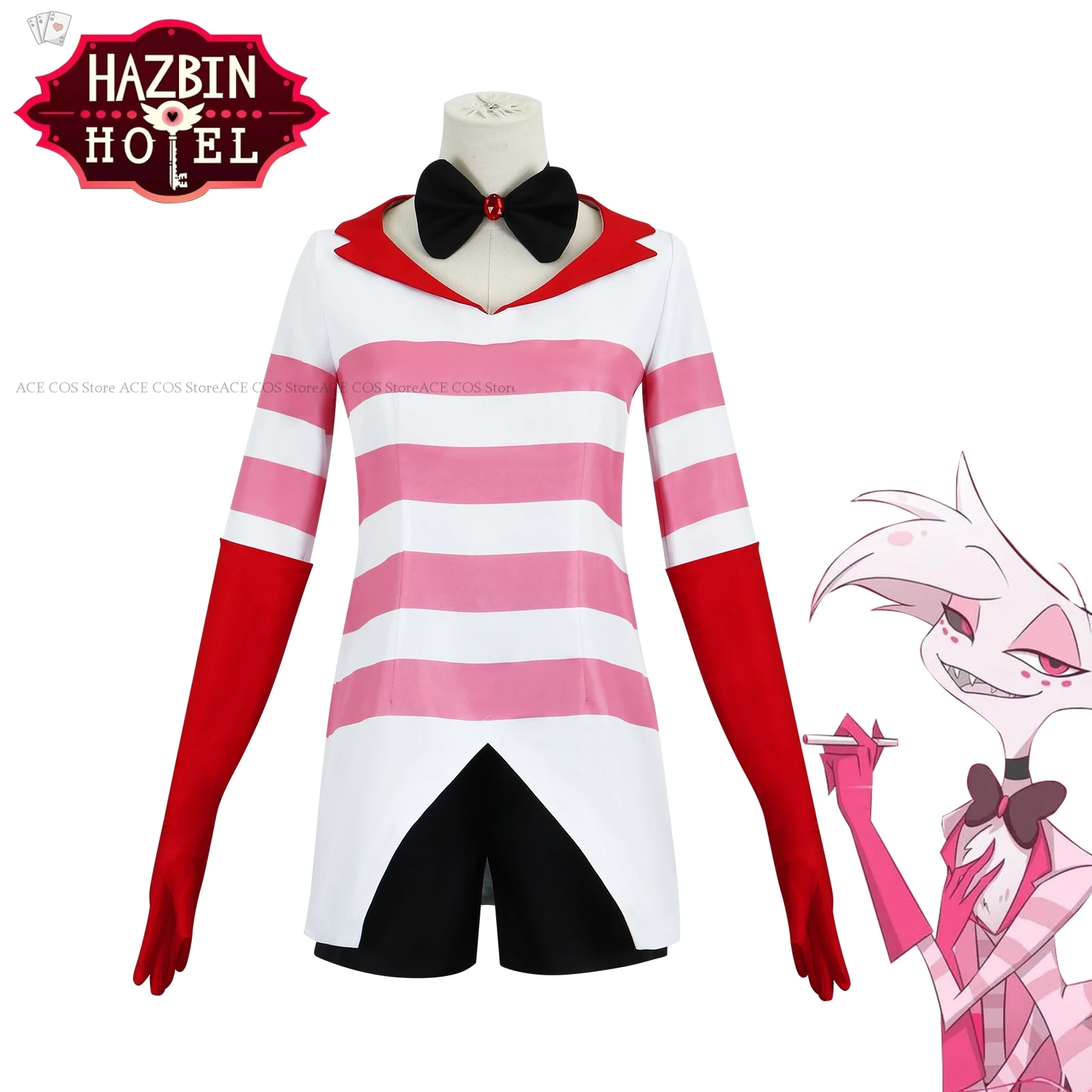 

Anime Hazbin Angel Dust Hotel Cosplay Costume Spider AD Unisex Pink Suit Clothes Uniform Angel Sexy Halloween Party 2024