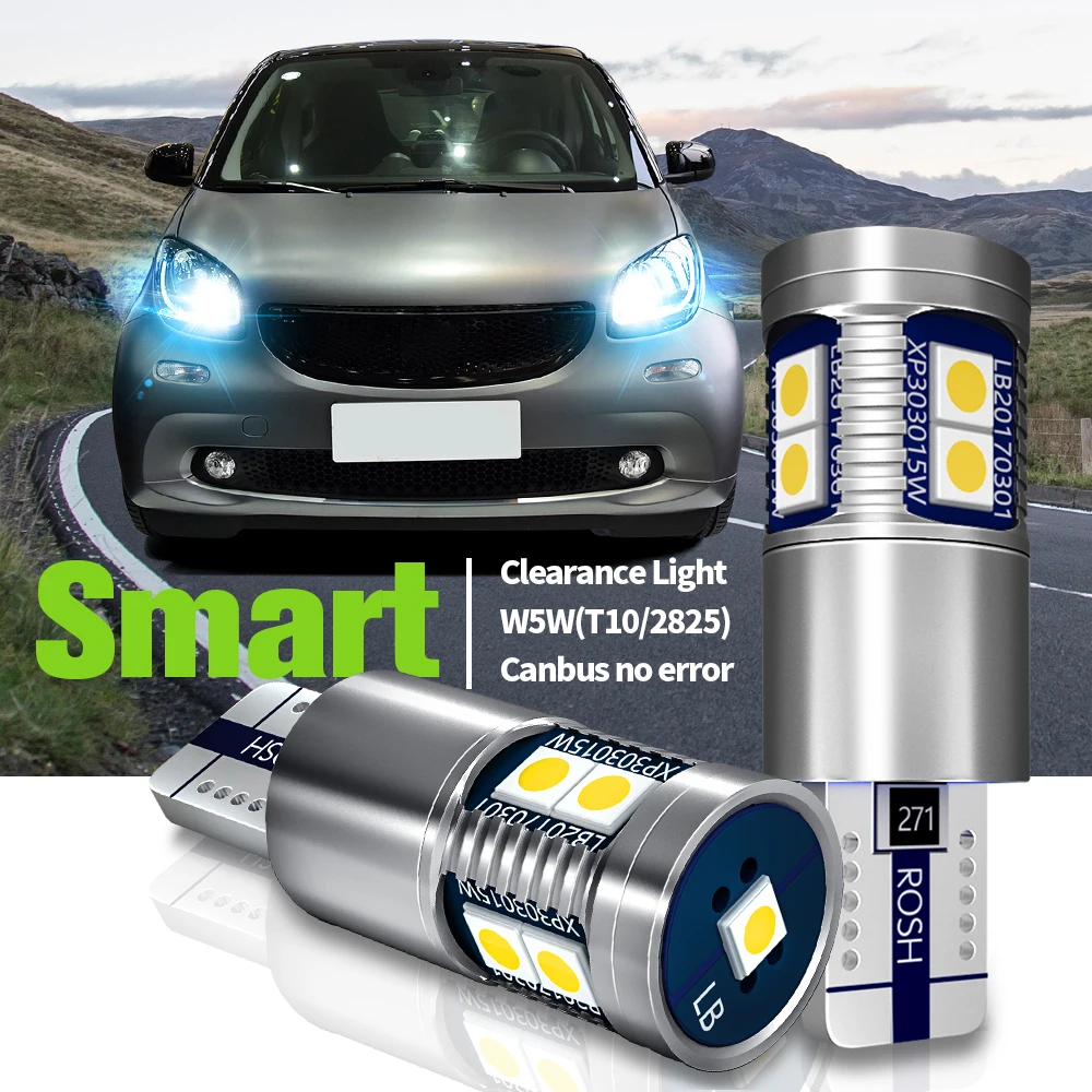 

Светодиодная лампа дневного света W5W T10 194 Canbus для Smart Fortwo MK1 450 MK2 451 MK3 453 Forfour 454 Roadster 452, 2 шт.