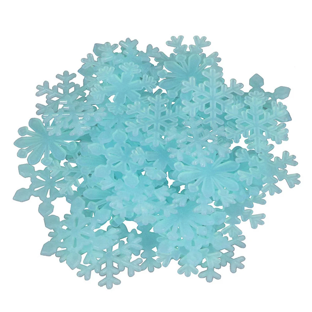 

300pcs Luminous Snowflake Fluorescent Wall Stickers Christmas Glow In The Dark Decals For Windows Mirrors Tiles Decor