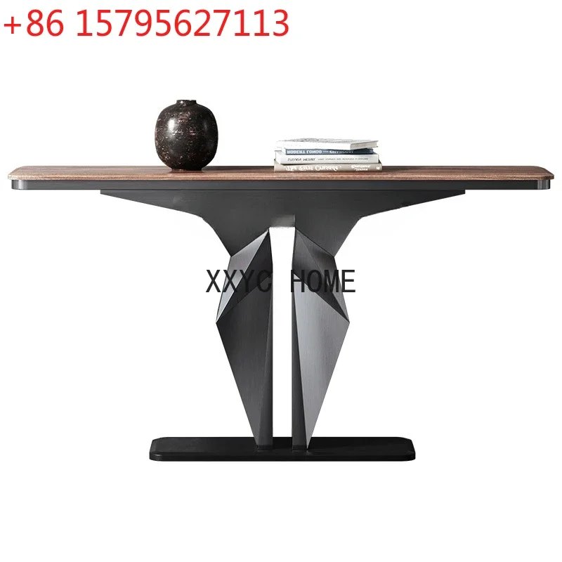 

Light Luxury Console Tables Walnut Villa with Natural Marble Porch Table