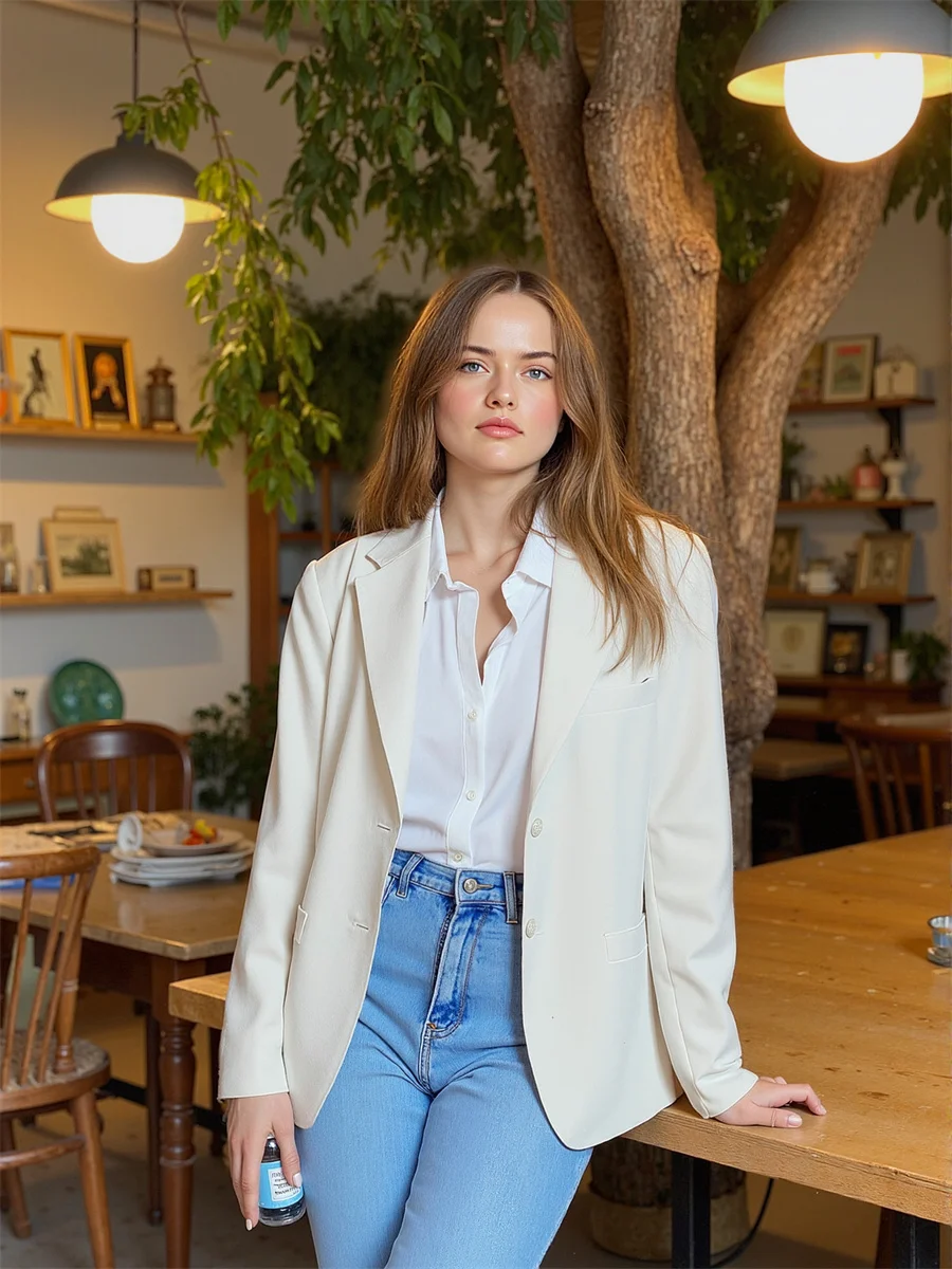 Effen klassieke blazers met enkele rij knopen voor dameskleding Dames Schuin Academisch Gloeiend Bruiloft Oprollen Sfeer Verstandelijk woon-werkverkeer