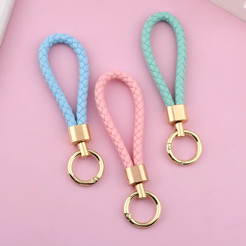 Exquisite Multicolor Originality Keychain Unisex Bag Ornament Fashion Car Key Chain Hand Woven Leather Rope Keyring Lovers Gift