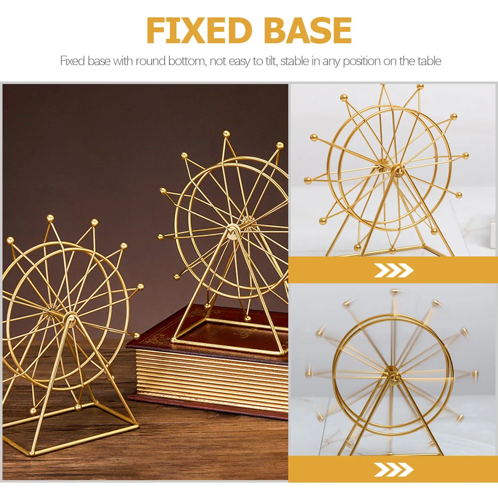 

Ferris Wheel Iron Sculpture Decorative Accent for Living Room Office Desk Shelf Modern Gold Desk Decor Ferris Wheel