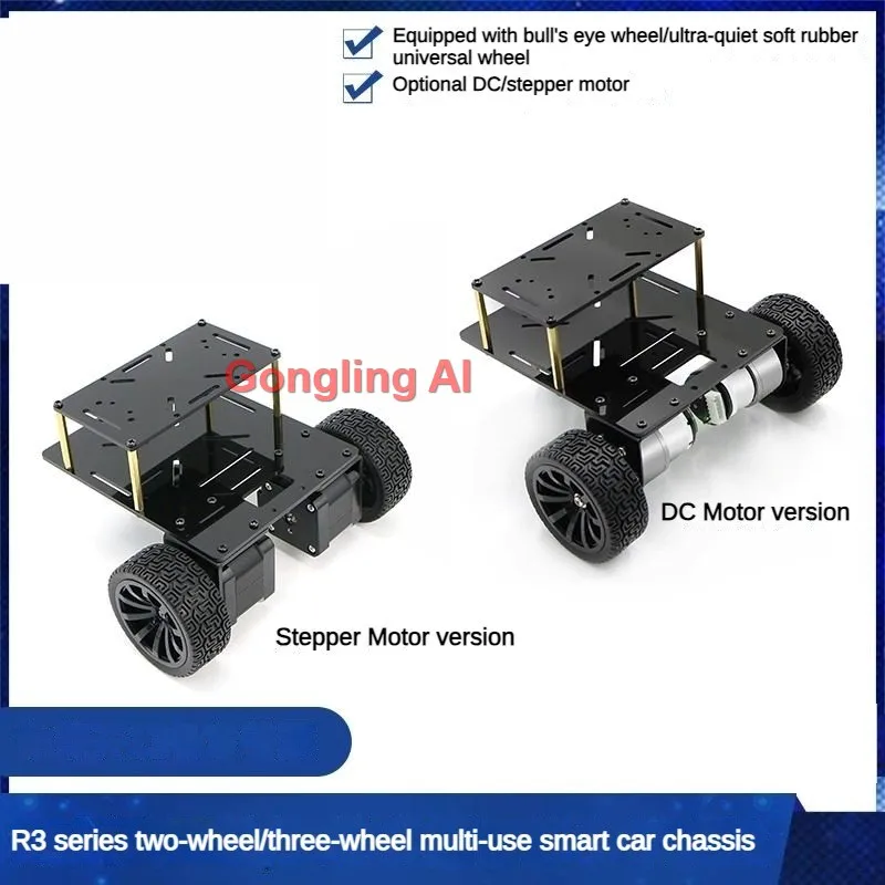 2WD 3WD Robotauto met DC-motor of stappenmotor voor snelheidsmeting, lijnvolging, RC-auto met lagerchassis, programmeerbare robot