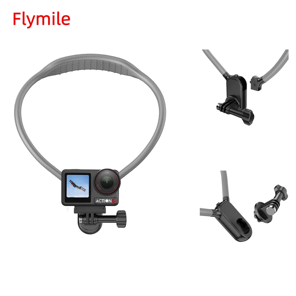 

Flymile Neck Hold Mount For GoPro Hero 13 12 11 10 9 8 Insta360 DJI Osmo Action Smartphone Silicone Hold Action Camera Accessory