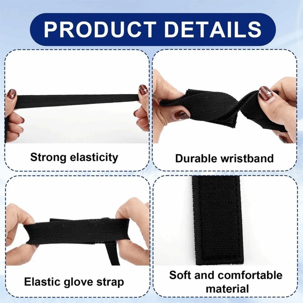 

4 шт. регулируемый дизайн, эластичные ремни на запястье, нейлоновый материал, эластичные строительные лыжные перчатки, поводки, металлические пуговицы, ремни на запястье