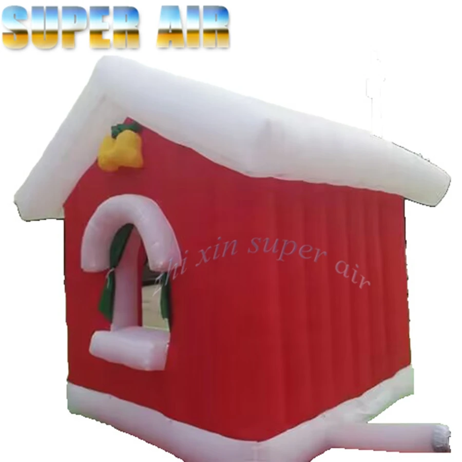 Casa de Navidad inflable para exteriores, carpa de 3,6 m x 2,4 m, decoración de cabina inflable para eventos