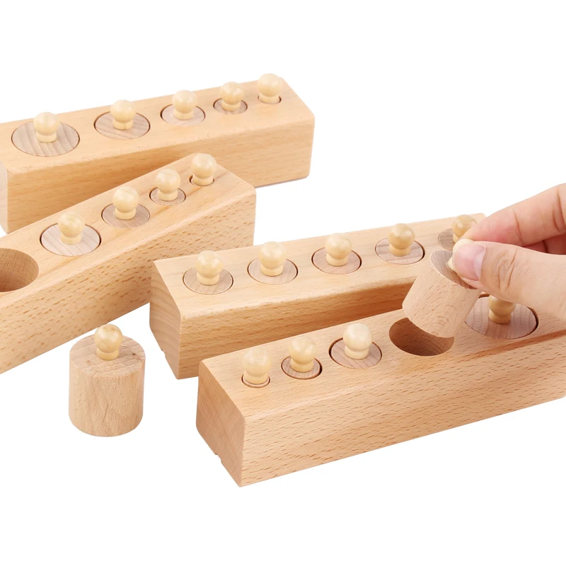 Montessori Cylinder Socket Puzzles Toy Baby Development Practice And SensesPreschool Educational Wooden Toys For Children - view 2