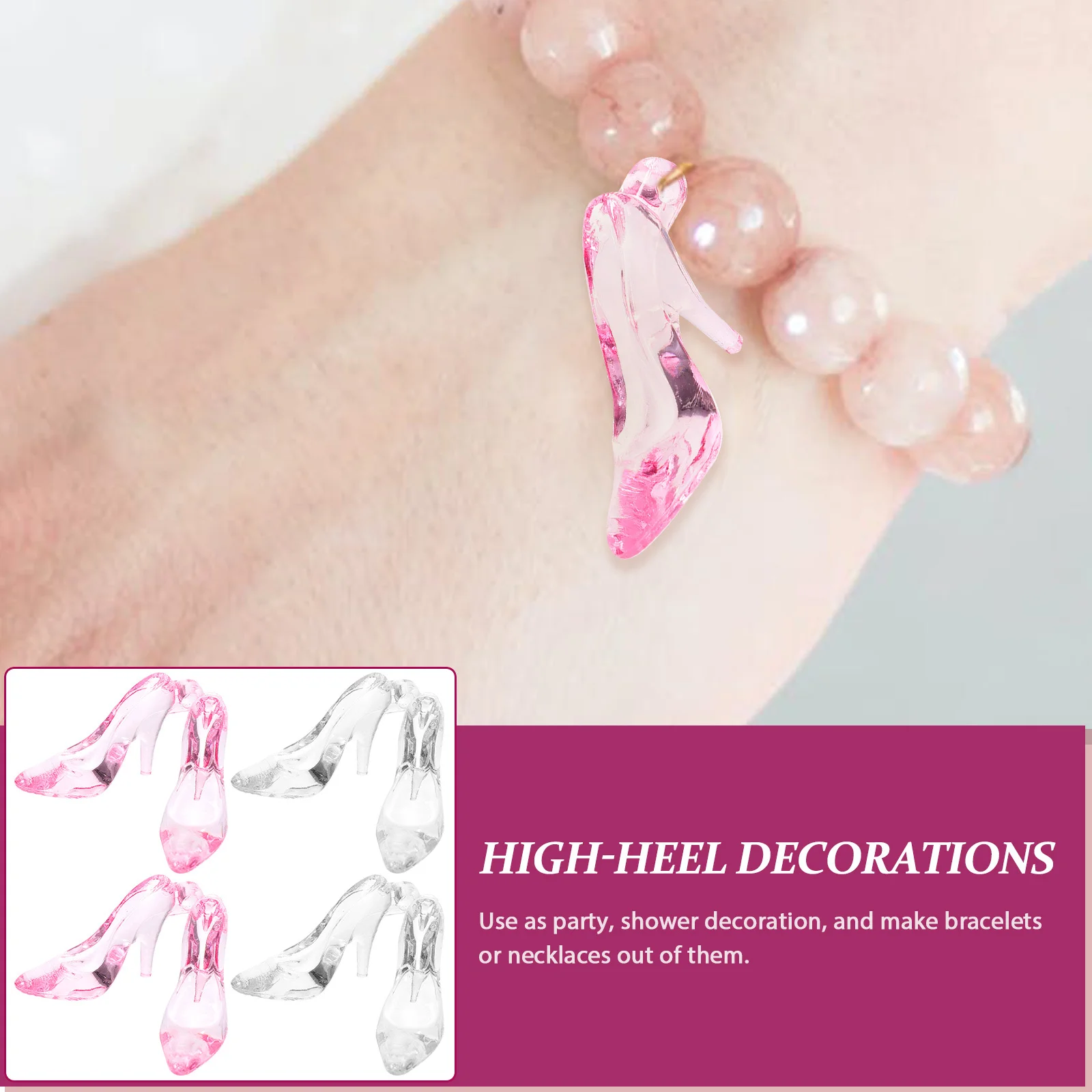 

96Pcs High Heel Decorations Acrylic DIY Charms for Jewelry Making Craft Projects Baby Shower Party Favors Fillers Cake Topper