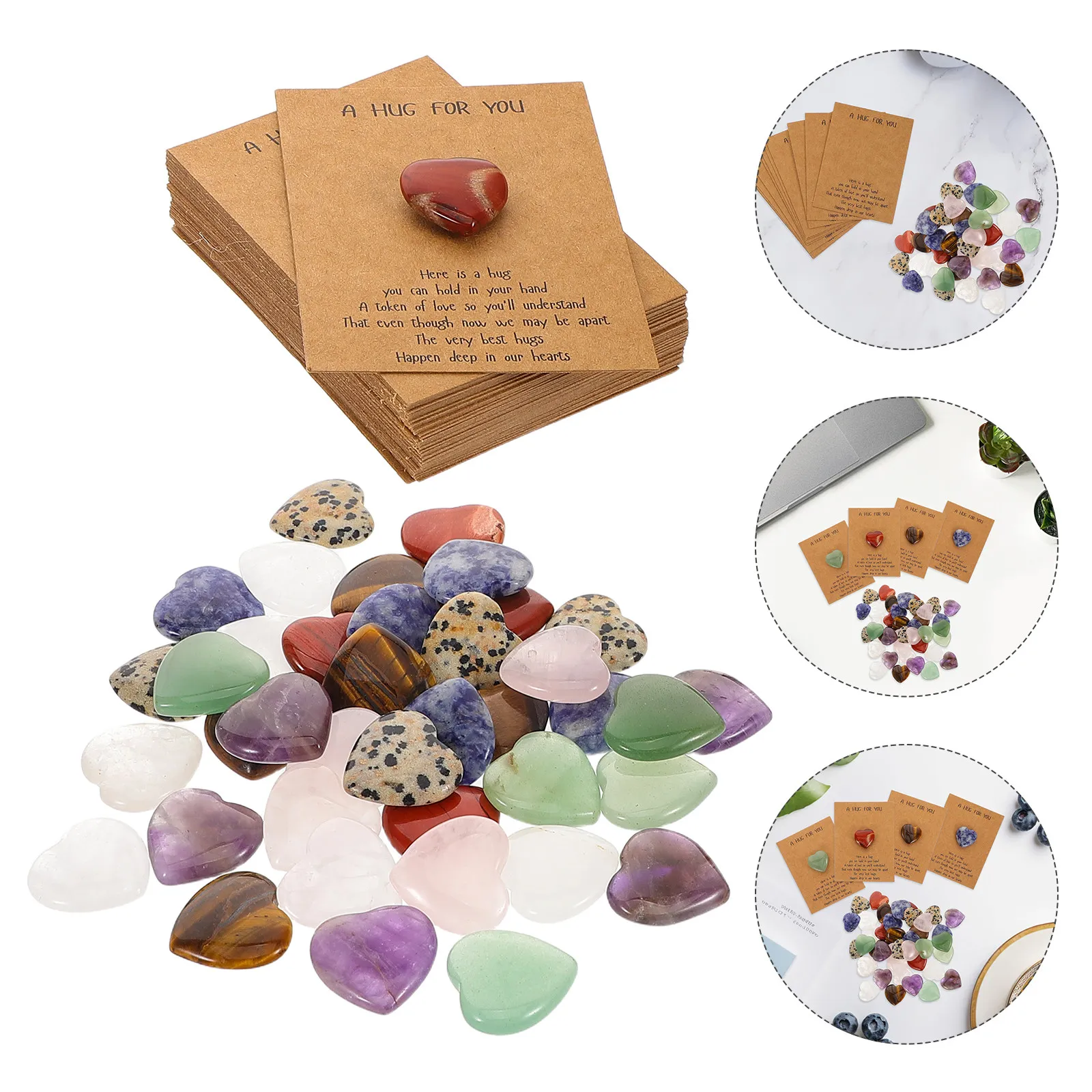 

40 Sets Crystal Stone Valentines Day Greeting Cards Romantic Present Exchange Cards Birthday Holiday Favors Mom Present