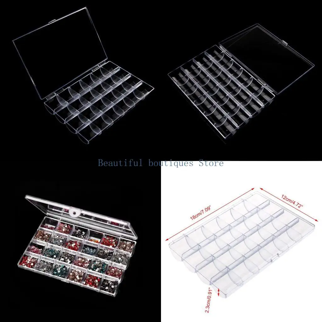 

U4LF 24 сетки прозрачный пластиковый ящик-органайзер контейнер для хранения шкатулка для ювелирных изделий с крышкой для бисера