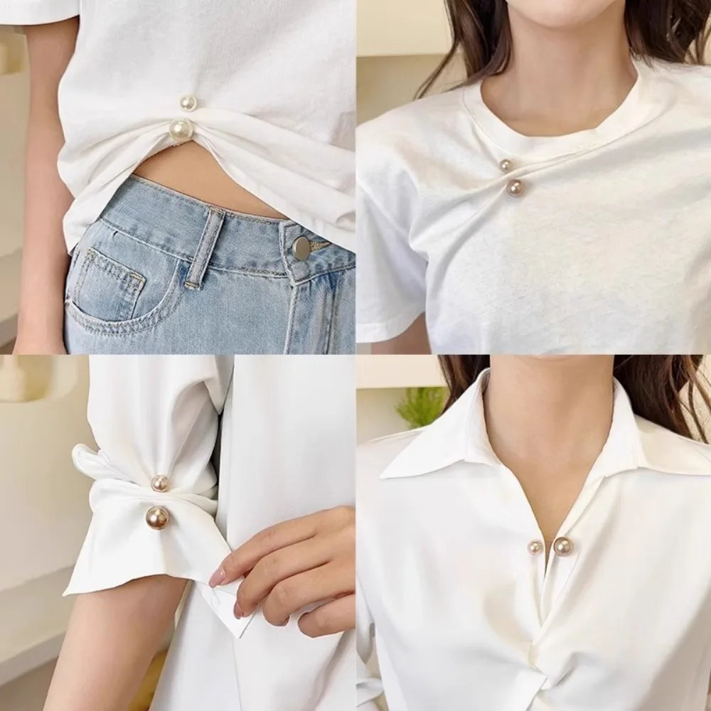 6Pcs New Clothing Accessories Pearl Brooch Adjustable Detachable Waist Clip Jeans Ornaments Multifunctional Pants Pin Women