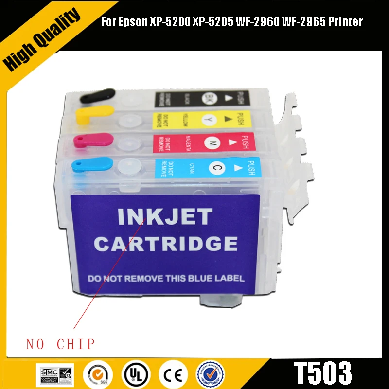 Einkshop  503 503XL Refill Ink Cartridge None Chip For Epson XP-5200 XP-5205 WF-2960 WF-2965 Printer