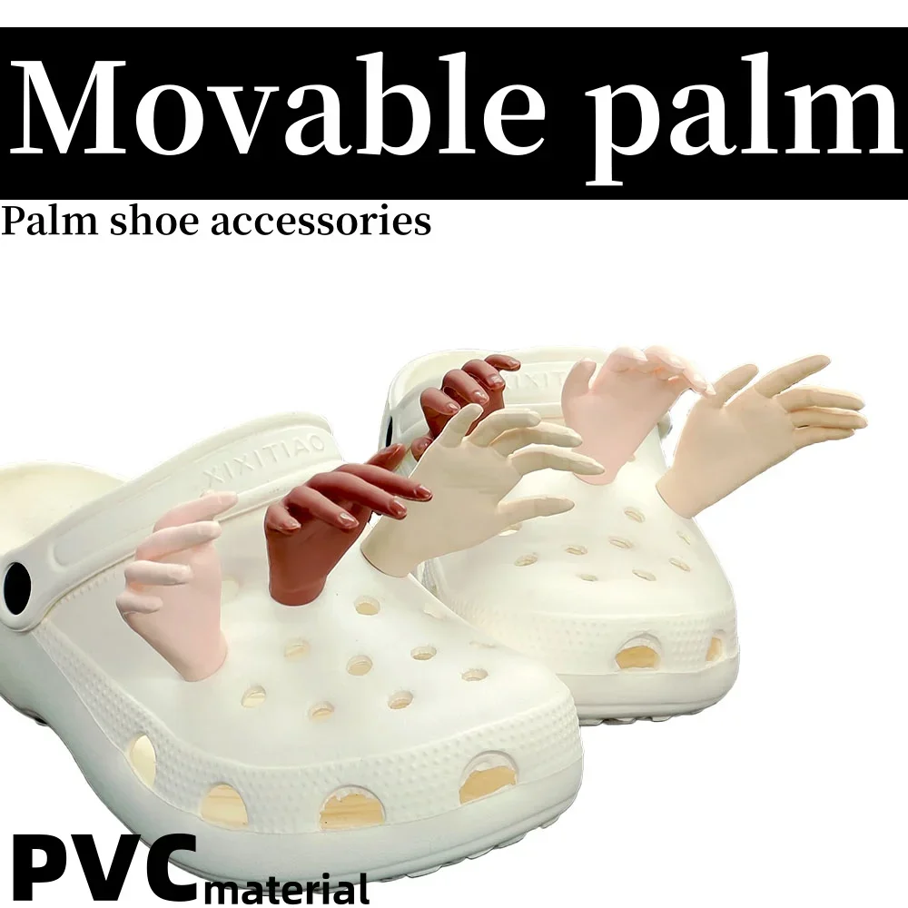 2pcs Hand Shoe Charms Flexible Parody Clogs Sandals PVC Garden Shoe Decorations Funny Gift for Friends