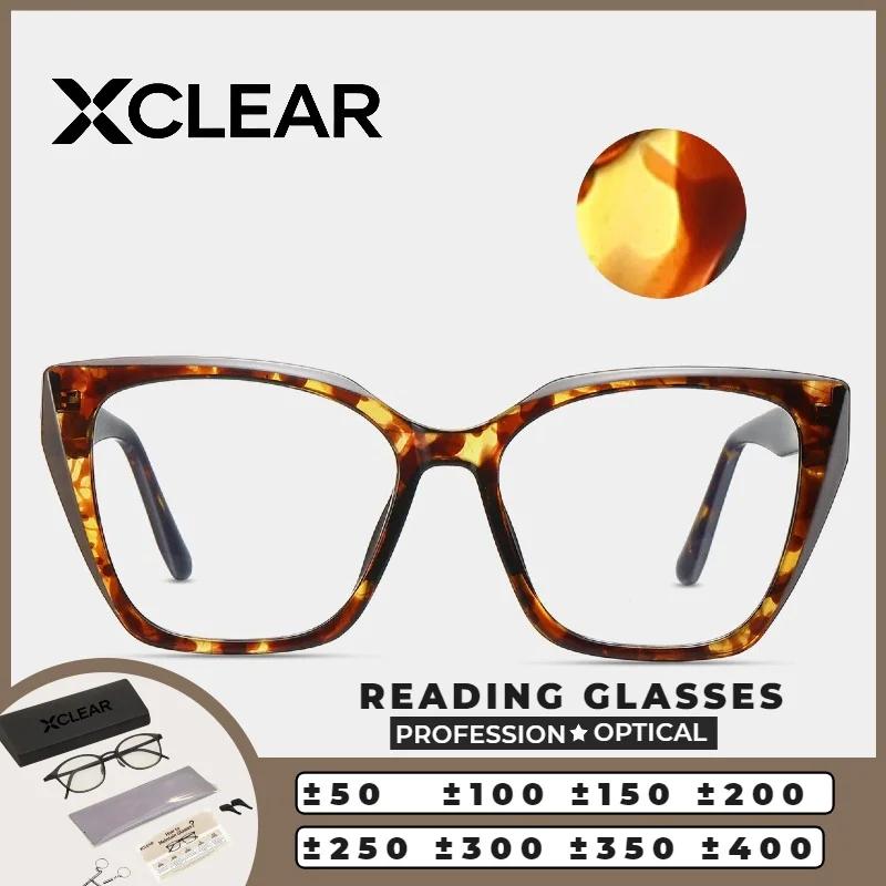 

XCLEAR Fashionable Anti Blue Light Women's Cat Eye Reading Glasses UV400 Durable Comfortable Ultralight Anti Glare HD Premium