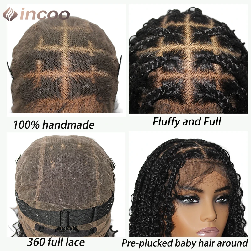 Sintético curto Bob caixa trançada perucas para mulheres negras, tranças jumbo, cabelo curto africano boho trançado, extensões, 12"