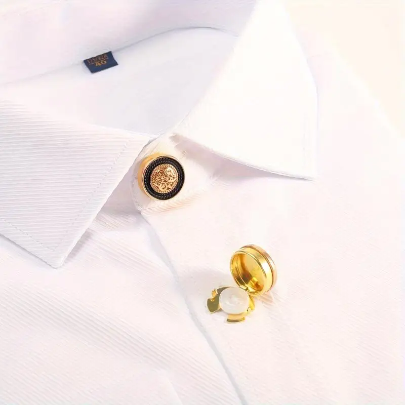 2Pcs Metal Cufflinks Fashion Clothing Decoration Buttons Retro Shirt Button Cover Suit Accessories Christmas Holiday Gifts
