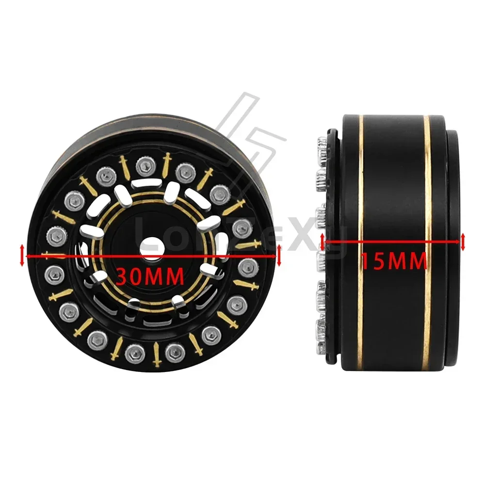 New 4PCS Brass 1.0 Inch Beadlock Wheel Hub Rims for RC Crawler Car 1/24 Axial SCX24 AX24 FCX24 1/18 TRX4m Metal Upgrade Parts