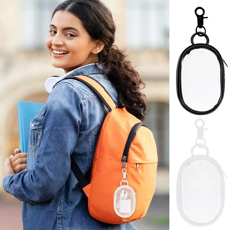 Travel Cable Organizer Pouch Data Cable Organizer Storage Bag With Carabiner Transparent Portable Headphone Cases With Double