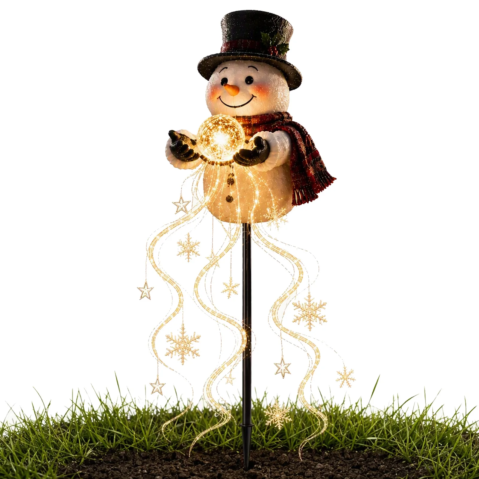 Snowman LED Garden Stake Light Resin Solar Powered Waterproof Christmas Outdoor Lawn Yard Decor