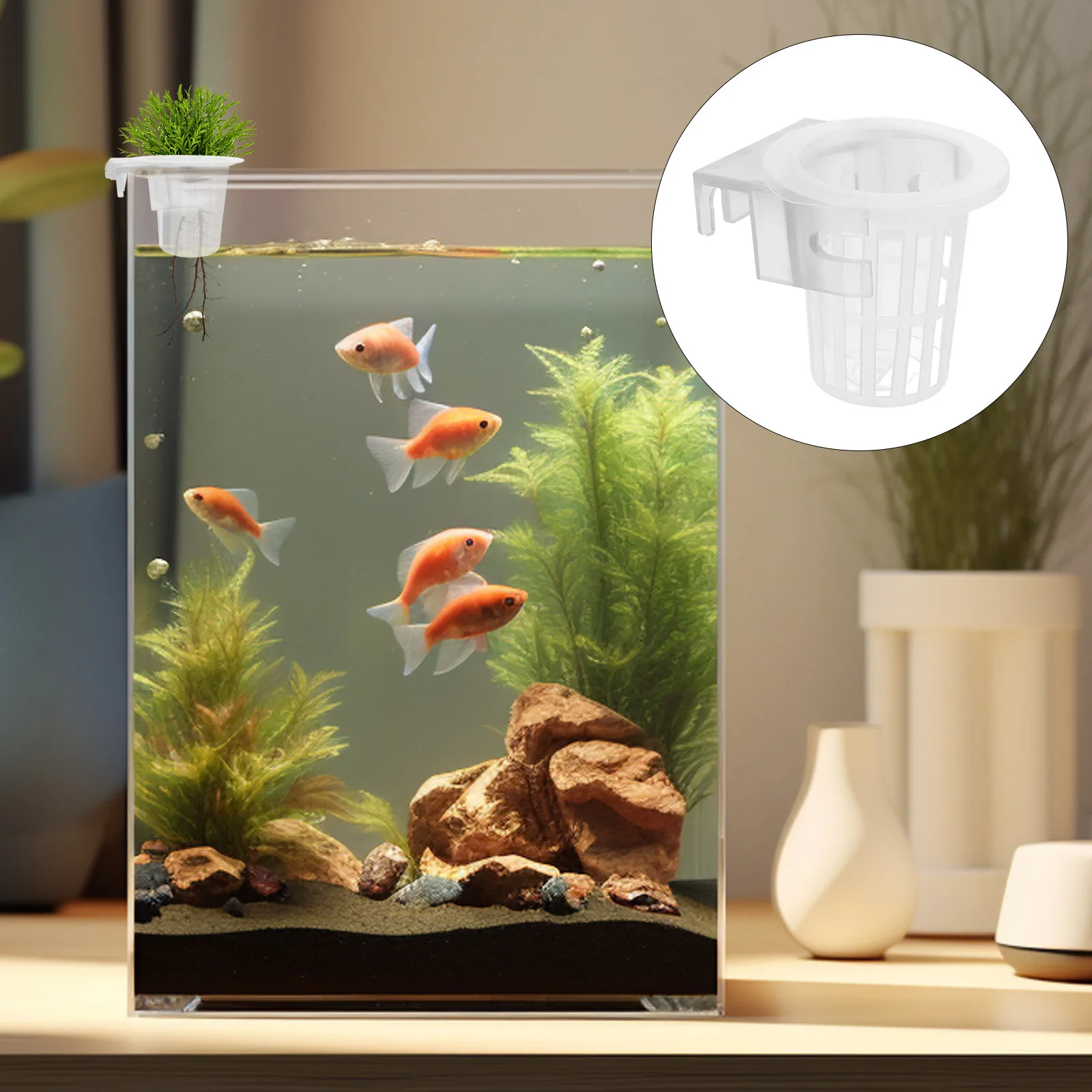 

2pcs Aquarium Plant Holder Fish Tank Planter Wall Mounted Hydroponic Rack Clear Plastic Durable Hole Design For Multiple Aquatic