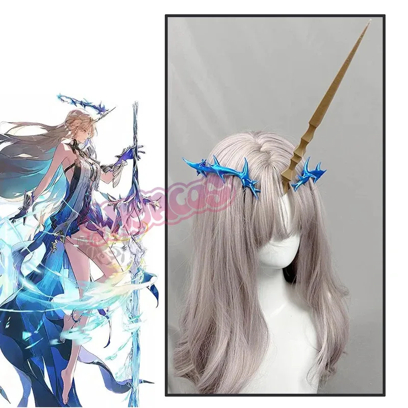 Hiasan Kepala Cosplay Anime Wuthering Waves Cartethyia Fleurdelys Alat Peraga Tanduk Halo untuk Acara Con Party Halloween Aksesori Wig