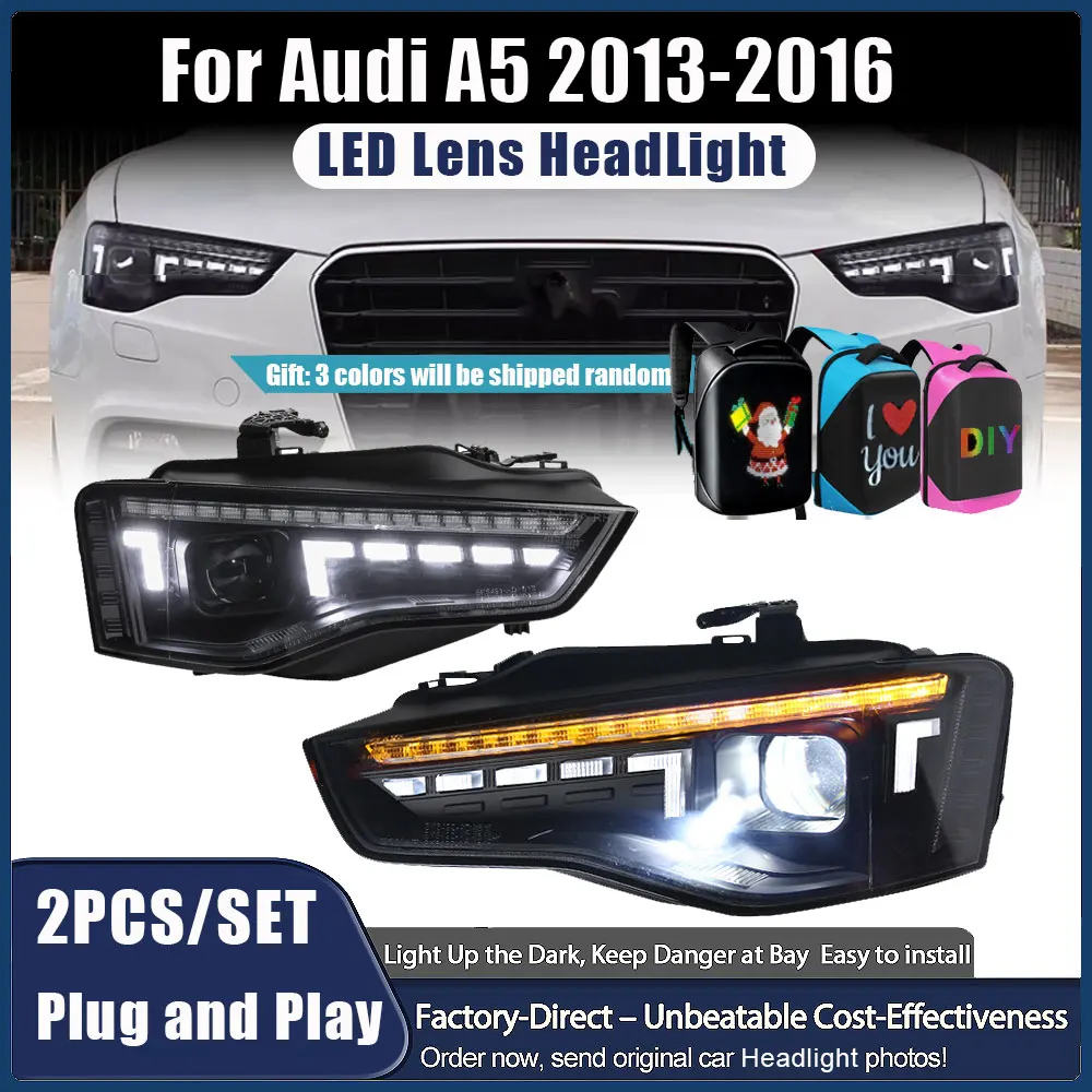 

Автомобильные фары в сборе для Audi A5 2013 2014 2015 2016, светодиодные автомобильные лампы, дневные ходовые огни, динамические указатели поворота, автомобильные аксессуары