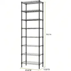 8-Tier 80 in Heavy Duty Metal Storage Shelving Unit Storage Rack Shelf Black