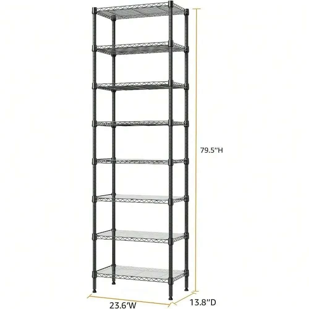 8-Tier 80 in Heavy Duty Metal Storage Shelving Unit Storage Rack Shelf Black