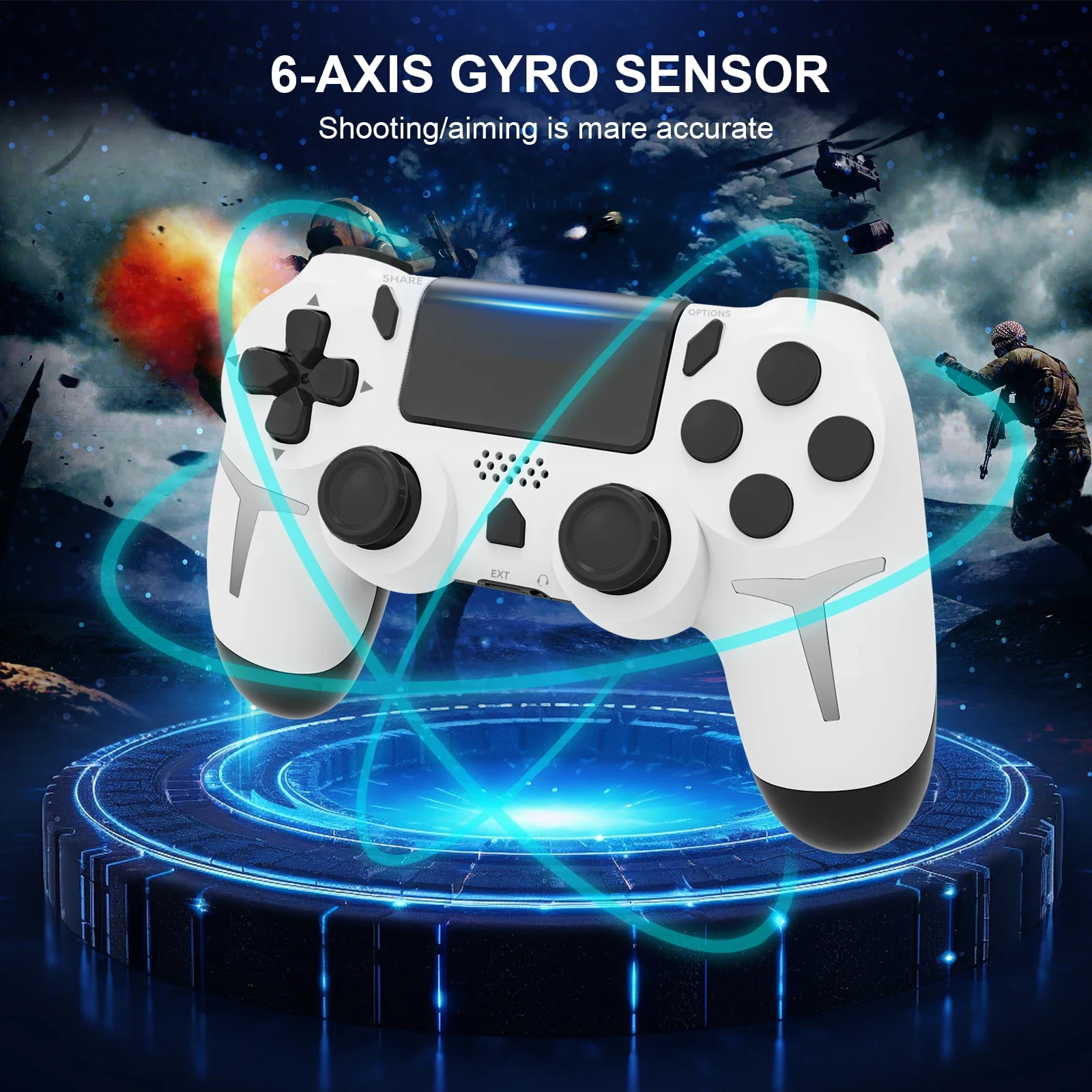 GAMINJA Wireless Gamepad 6-axis Gyroscope Dual Vibration With touch pad For PS4 PS3 Console Computer PC Bluetooth Controller