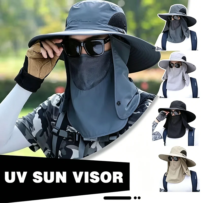 

Солнцезащитная панама унисекс с интегрированной маской для лица, дышащая сетчатая, для лета, активного отдыха, велоспорта, рыбалки, с защитой шеи