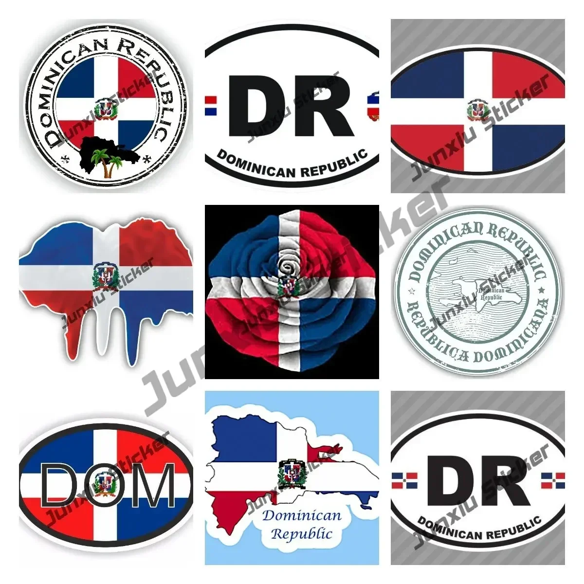 

Dominican Republic Sticker Country Code DR City Shield Self Adhesive Vinyl Decal Car Accessories Automobil Parts Accessori