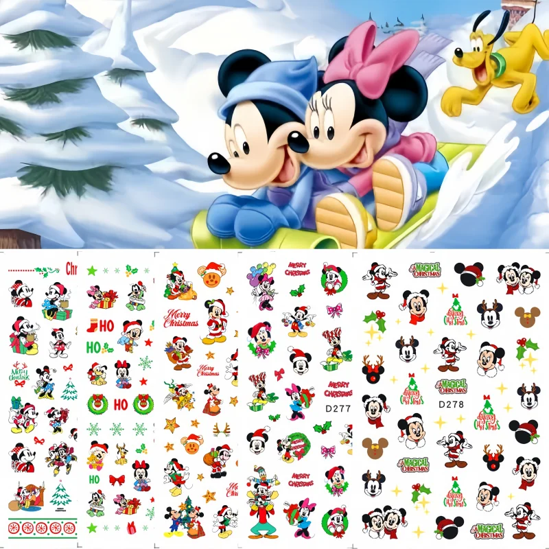 

1PCS Miniso New Hello Kitty Christmas Nail Stickers Cartoon Mickey Halloween Stickers For Nails Nail Art Supplies Press On Nails