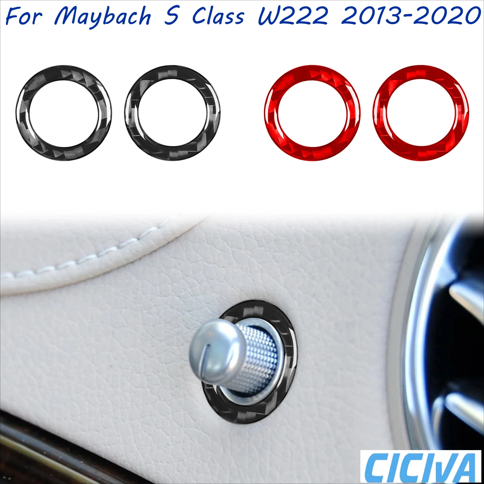 

For Mercedes Benz Maybach S Class W222 2013-2020 Dashboard Air Outlet Button Carbon Fiber Cover Sticker Interior Car Accessories