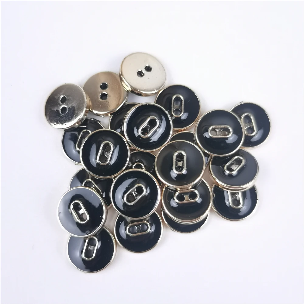 30pcs 10-13mm 2 Holes Round Resin Flatback Plastic Buttons For Kids Sewing Accession Fit Sewing Scrapbooking DIY Black Button