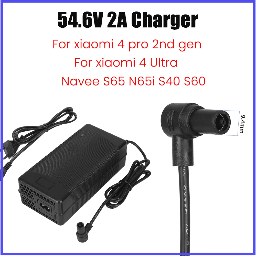 

54.6V 2A Electric Scooter Charger Power Adapter for Xiaomi 4 Pro 2nd Gen/4 Ultra/Navee S65 S40 S60 Scooter For Lithium Battery