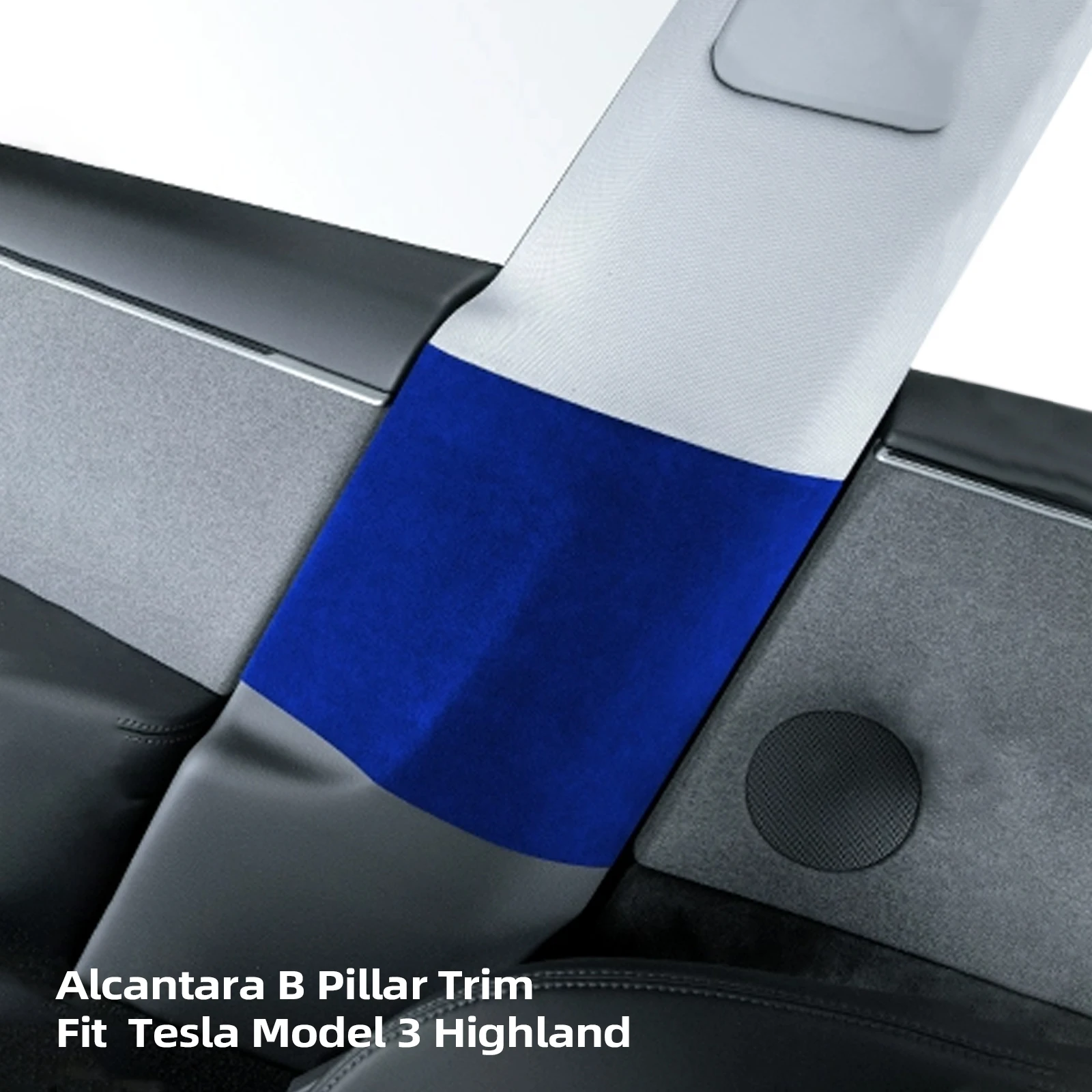 Alfanxi B Pillar Decration Trim Kit  Alcantara Material B Pillar Cover Compatible with Tesla Model 3 Tesla Highland