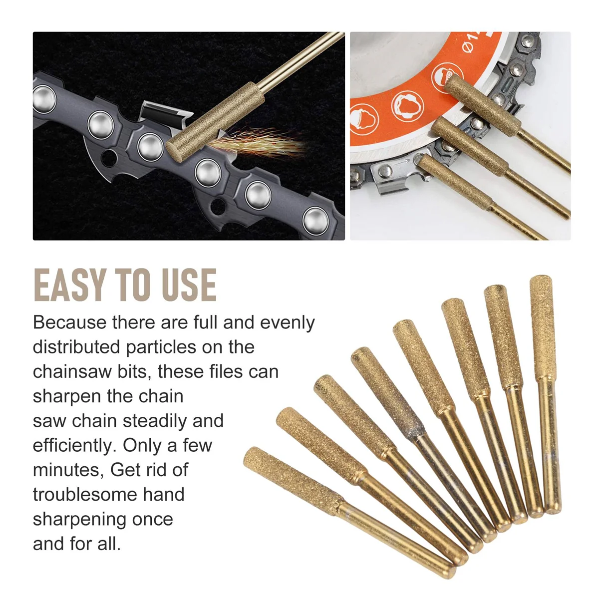 Afiador de motosserra de diamante, arquivo de pedra, rodas de afiação, 5 pol, 32 pol, 4,0mm, 8PCs