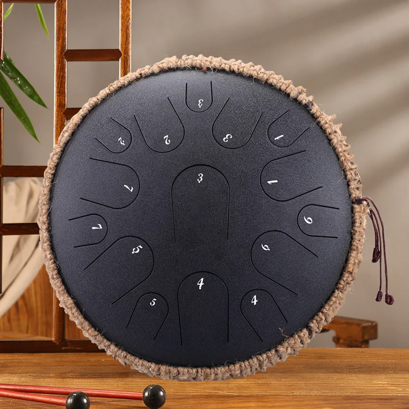 HLURU Glucophone Steel Tongue Drum 14 Inch 15 Notes D Tone Music Drum 14 Inch 11 Note C Tone Ethereal Drum Percussion Instrument