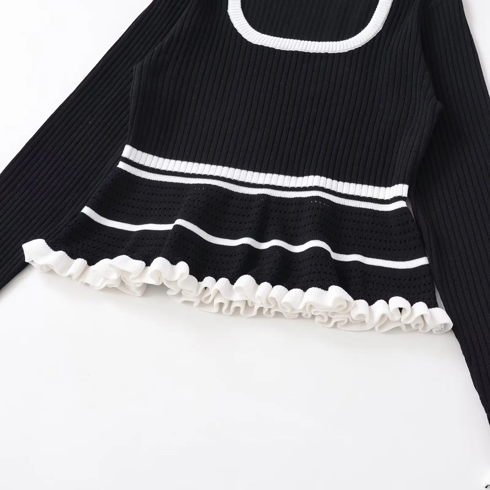 سترة محبوكة أنيقة مع ربط مضلع للنساء خريف جديد Sle سليم صالح طويل Sve سترة ألياف البوليستر