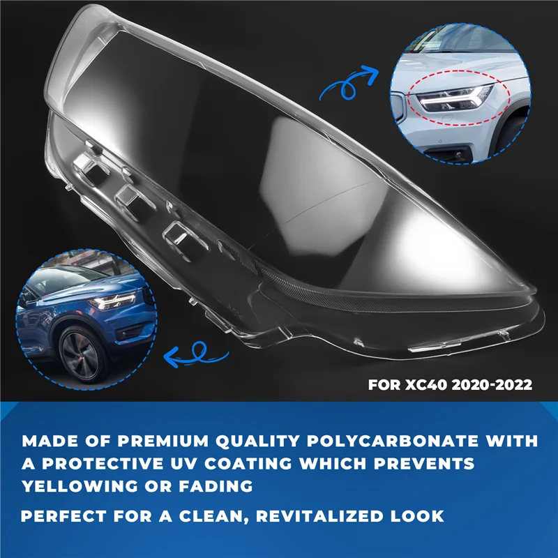 

A80X-For Volvo XC40 2020-2022 Car Accessories Transparent Lampshade Headlamp Cover Headlight Shell