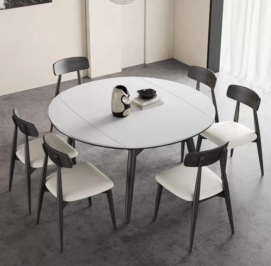 &c Stainless Steel Stone Top Dining Table Set Modern Design Home Apartment Villa Hotel Living Room Home Office Indoor