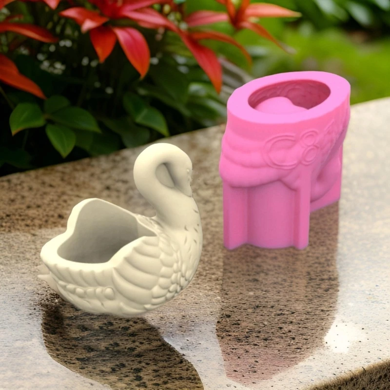 Elegant Cygnus Shaped Vases with Reusable Silicone Craft Supplies Mould A0KD