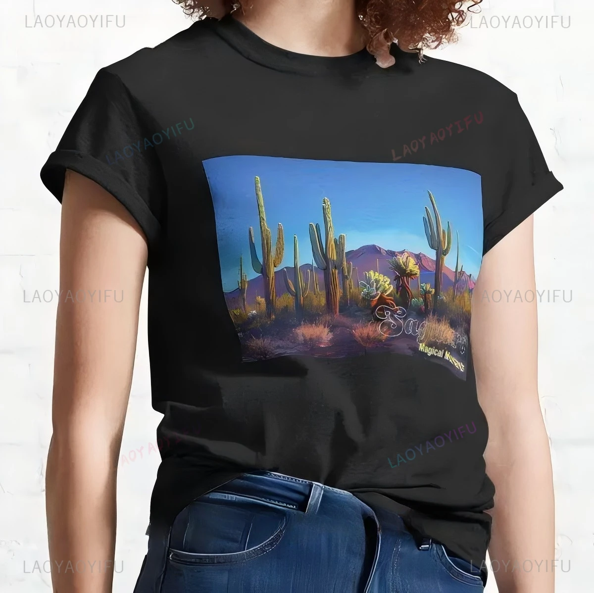 Saguaro Park Cotton Graphic T Shirt Vintage Arizona Aesthetic Clothes Harajuku Y2k Clothes Ropa De Mujer Playeras Para Hombres